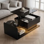 Table basse relevable - novélys - 100cm - avec rangement caché & Éclairage led - table de salon multifonction ... Table basse relevable - novélys - 100cm - avec rangement caché & Éclairage led - table de salon multifonction ...