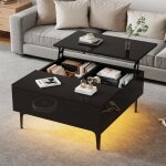 Table basse relevable avec rangement table basse de salon table basse noir laqué étagère tiroir et éclairage ... Table basse relevable avec rangement table basse de salon table basse noir laqué étagère tiroir et éclairage ...