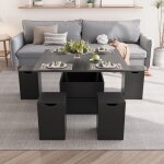 Table basse relevable - vowner - multifonctionnelle 4 en 1 - avec con 4 tabourets e rangement caché - ... Table basse relevable - vowner - multifonctionnelle 4 en 1 - avec con 4 tabourets e rangement caché - ...