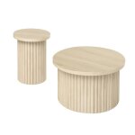Table basse rond lot de 2 table pliante table dappoint salon rangement canap� table style rustique moderne ...