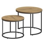 Table basse ronde 2 pcs - ch�ne / pieds noirs