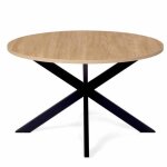 Table basse ronde 70 cm plateau bois pied araigne noir salon design moderne raffin