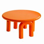 Table basse ronde 80 cm en mdf effet laqu� orange - oviala