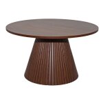 Table basse ronde 80 cm moderne effet bois fonc� - oviala