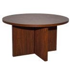 Table basse ronde 80 cm scandinave effet bois fonc� - oviala