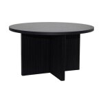 Table basse ronde 80 cm scandinave effet bois noir - oviala