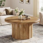 Table basse ronde - diamètre 80 cm - tribesigns - avec base de tambour cannelée - table dappoint - marron ... Table basse ronde - diamètre 80 cm - tribesigns - avec base de tambour cannelée - table dappoint - marron ...