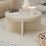 Table basse ronde 90x90x42 cm en manguier beige - razi
