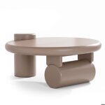 Menzzo table basse ronde asym�trique 100cm yang taupe