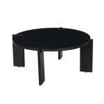 Table basse ronde en bois de manguier massif noir 80 cm - reva