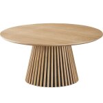 Table basse ronde en bois piètement cannelé Ø80 cm - ada Table basse ronde en bois piètement cannelé Ø80 cm - ada
