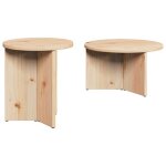 Table basse ronde en bois de pin - vidaxl - naturel - bois de pin massif - 49x49x28 cm - 36x36x40 cm ...