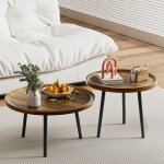 Table basse ronde curfair 60 cm et 50cm effet vieilli design industriel Table basse ronde curfair 60 cm et 50cm effet vieilli design industriel