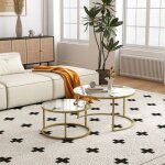 Table basse ronde - tables basses gigognes (lot de 2) - plateau en verre - pour salon chambre - ?80x45cm ... Table basse ronde - tables basses gigognes (lot de 2) - plateau en verre - pour salon chambre - ?80x45cm ...
