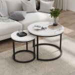 Table basse ronde tables basses gigognes meuble de salon table dappoint moderne placage marbre 60x45 ...