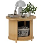Table basse ronde - homcom - en bambou - rangement cach et porte coulissante - dim.  60 x 45h cm - ...