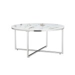 Table basse ronde lorie chrome plateau en verre d90 cm