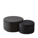 Table basse ronde moderne 2 en 1 - ensemble de 2 poufs rembourrs mousse - salon - sans assemblage - ...