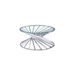 Table basse nautilus ronde plateau verre tremp� transparent pieds chrome d80x45cm