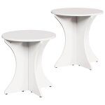 Table basse ronde en pin - vidaxl - blanc - bois massif - 46x46x47 cm - forme ronde - style rustique ...
