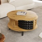 Table basse ronde pivotante avec espace de rangement cach� - design moderne en panneaux de particules ...