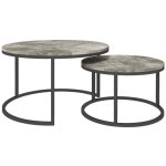 Table basse ronde round 2 grise empilable cadre m�tal r�glable douce design salon&chambre&balcon