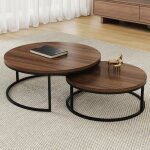 Table basse ronde tables basses table de salon ronde coffee table 2 pices tables dappoint tables gigognes ...