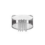 Table basse ronde stick chrome et plateau en verre d90 h45 cm Table basse ronde stick chrome et plateau en verre d90 h45 cm