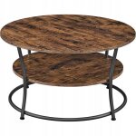 Table basse ronde - style loft - bois rustique - marron