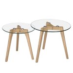 Tables basses rondes en verre et bois dh�v�a (lot de 2) - v�nus - rendez - vous d�co