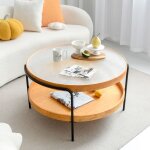 Table basse ronde en verre cristal - design moderne et minimaliste avec pieds en métal noir Table basse ronde en verre cristal - design moderne et minimaliste avec pieds en métal noir