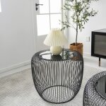 Table basse ronde en verre noir - design moderne et minimaliste compacte et exquise Table basse ronde en verre noir - design moderne et minimaliste compacte et exquise