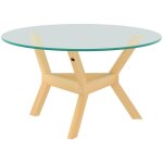 Table basse ronde verre trempé transparent 80x45cm pieds réglables acier design moderne salon&bureau Table basse ronde verre trempé transparent 80x45cm pieds réglables acier design moderne salon&bureau