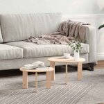 Table basse ronde - vidaxl - 2 pcs - bois de pin massif - naturel - 475 x 475 x 27 cm