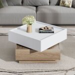 Table basse rotative 60 * 60 * 38 - sogeu - plateau 2 niveaux et rangement intégré - cadre noyer pour ... Table basse rotative 60 * 60 * 38 - sogeu - plateau 2 niveaux et rangement intégré - cadre noyer pour ...