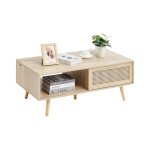 Table basse en rotin - vevor - table basse de rangement � deux couches de style boh�me moderne de 42 ...