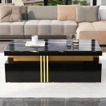 Table basse de salon 100 x 50 x 40 cm avec 2 tiroirs de rangement peut supporter 44 kg style tendance ...