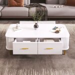 Table basse table basse de salon 4 tiroirs pieds en metal 105x51x38 cm style moderne rectangulaire rangement ... Table basse table basse de salon 4 tiroirs pieds en metal 105x51x38 cm style moderne rectangulaire rangement ...