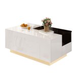 Table basse salon 80x50x35. 5 cm avec bande lumineuse r�glable de 16 couleurs table de salon avec espace ...