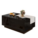 Table basse salon 80x50x35. 5 cm avec bande lumineuse r�glable de 16 couleurs table de salon avec espace ...