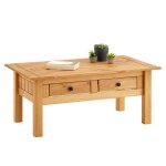 Table basse de salon cancun rectangulaire en bois avec 2 tiroirs en pin massif finition teint�e / cir�e ...