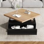 Table basse salon carr�e pivotant 360� avec tiroir rangement table de salon moderne laque brillante � ...