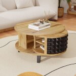 Table basse salon compartiment pivotant à 360°style industrieltable dappoint ronde double rangement 80x80x45cm ... Table basse salon compartiment pivotant à 360°style industrieltable dappoint ronde double rangement 80x80x45cm ...
