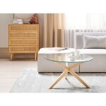 Table basse - table salon - table dappoint en verre de s�curit� et bois dh�v�a laqu� clair scandinave ...