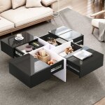 Table basse salon avec rangement - petite table basse noir extensible - scandinave - carrée brillante ... Table basse salon avec rangement - petite table basse noir extensible - scandinave - carrée brillante ...