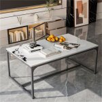 Table basse - unho - rectangulaire - pierre sinterisée - aluminium - 100x60x40cm Table basse - unho - rectangulaire - pierre sinterisée - aluminium - 100x60x40cm
