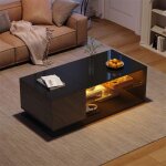 Table basse salon table basse rectangulaire noir laqué avec rangement et éclairage led table de salon ... Table basse salon table basse rectangulaire noir laqué avec rangement et éclairage led table de salon ...