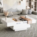 Table basse salon relevable 70x70x39 cm avec plateau extensible table de salon carr�e avec s�parateurs ...