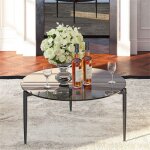 Table basse salon ronde - meuble de salon en verre tremp et mtal table basse design moderne pour bureau ...