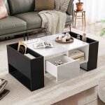 Table basse salonsurface brillante1 tiroir 4 compartiments ouvertsmeuble salon modernedesign noir et ... Table basse salonsurface brillante1 tiroir 4 compartiments ouvertsmeuble salon modernedesign noir et ...